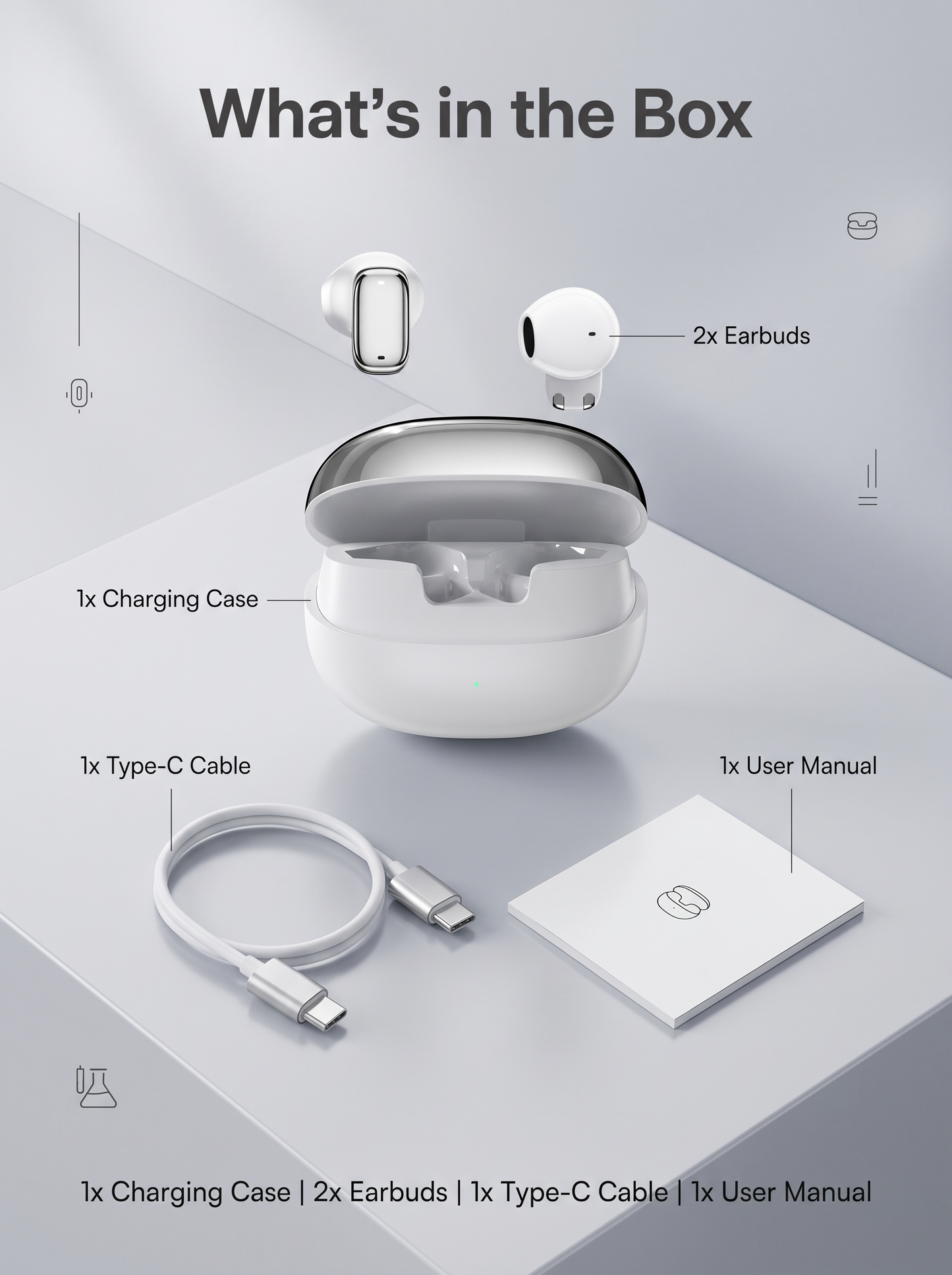 Semi‑In‑Ear TWS Wireless Earbuds - IPX4 Water Resistant Comfort Earphones