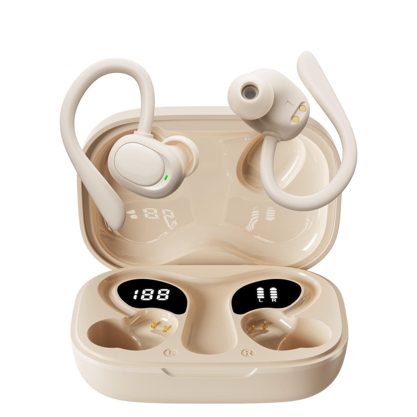 Open‑Ear Hanging TWS Wireless Earbuds - IPX4 Water Resistant Comfort Fit Earphones