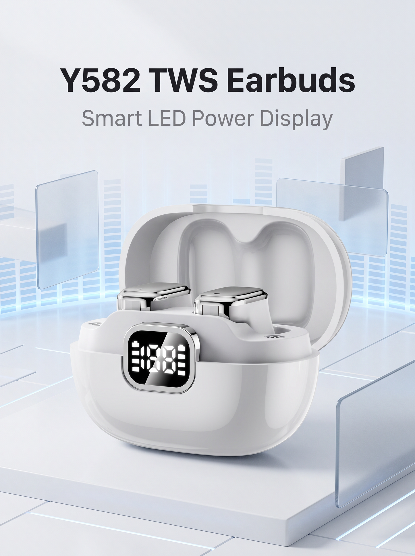 Semi‑In‑Ear TWS Wireless Earbuds with LED Digital Battery Display - IPX4 Water Resistant