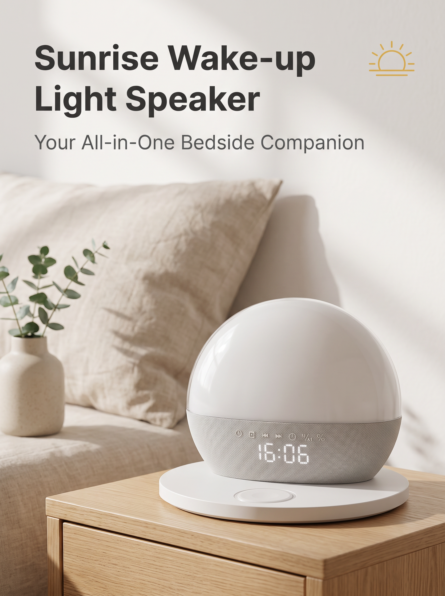 Sunrise Wake-Up Light Bluetooth Speaker with Wireless Charging Station
