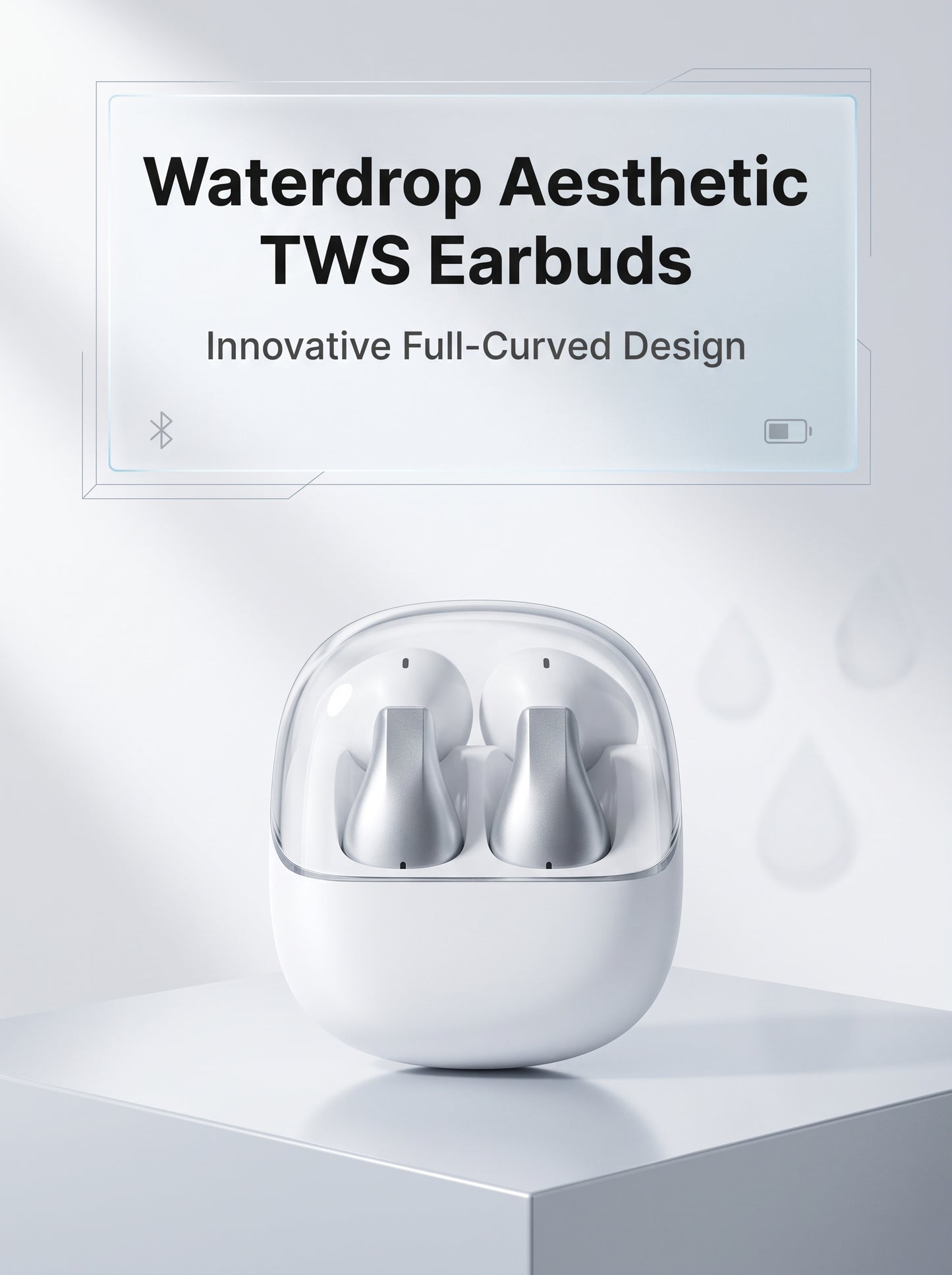 LR86 Waterdrop TWS Earbuds - Curved Design with LED Display