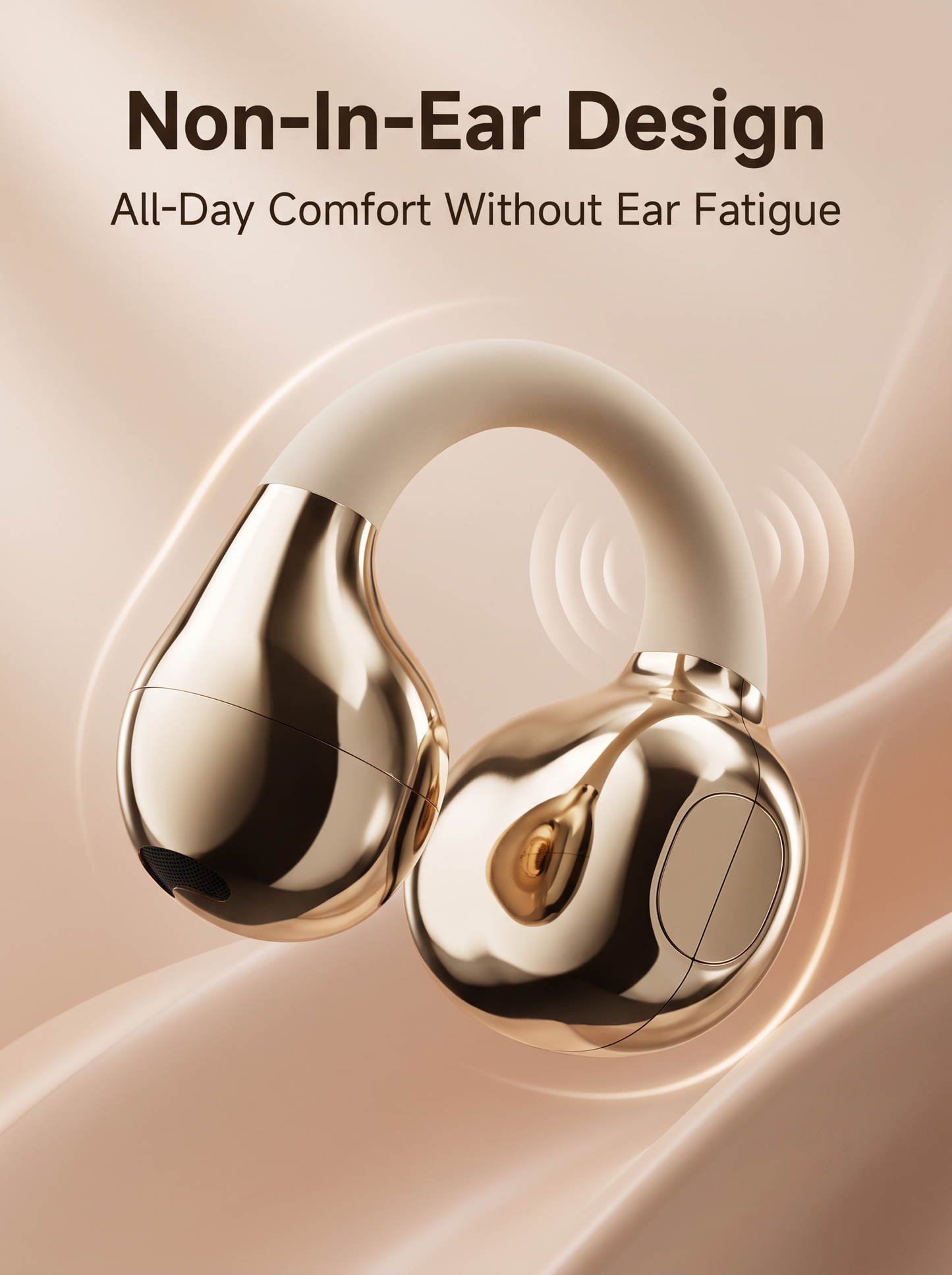 OWS Open‑Ear Clip‑on Wireless Earbuds‑Square Transparent Case with LED Digital Battery Display, IPX4