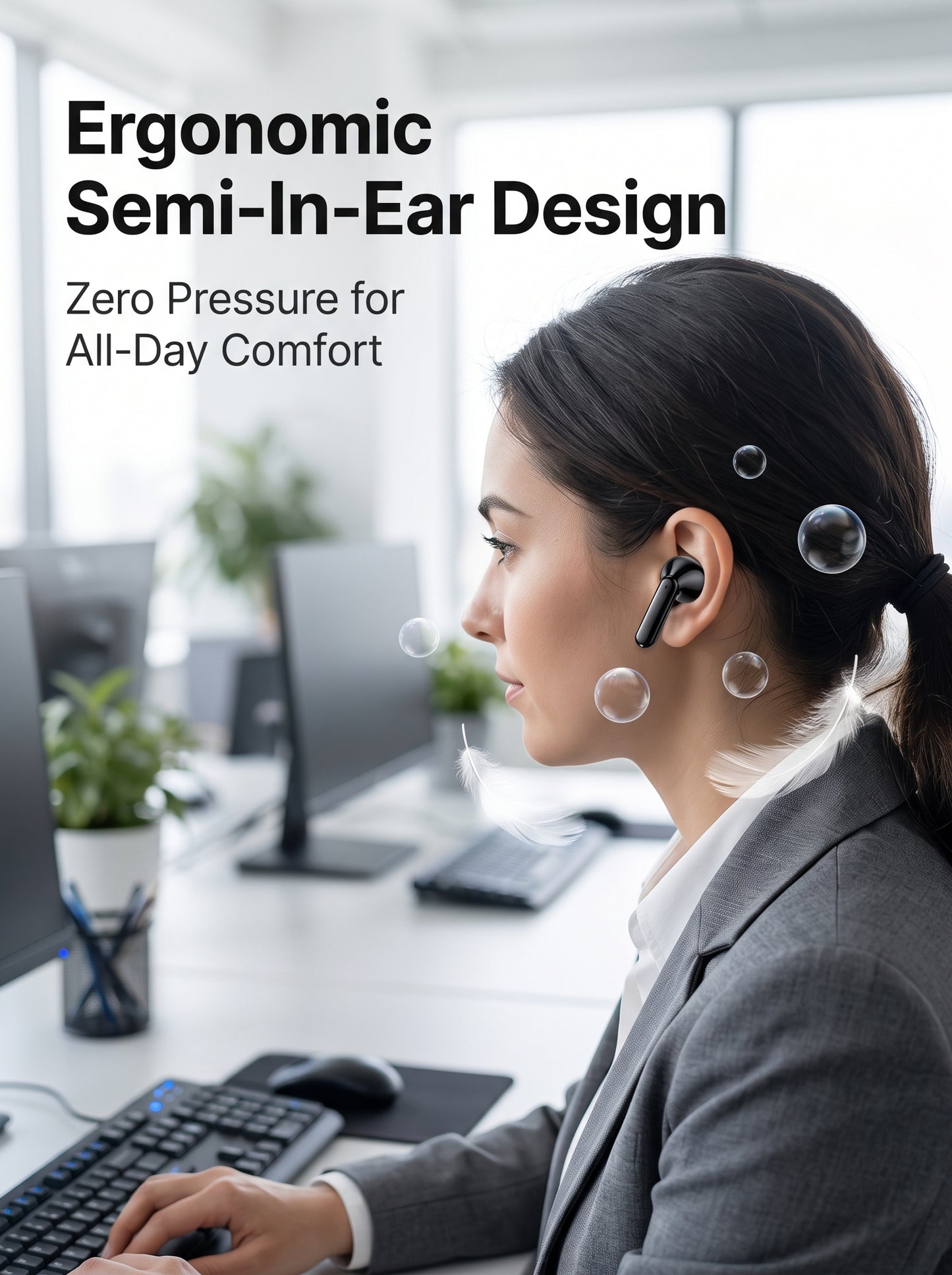 LR69 Semi-in-Ear TWS Earbuds - Bluetooth 5.3 Dual Connection