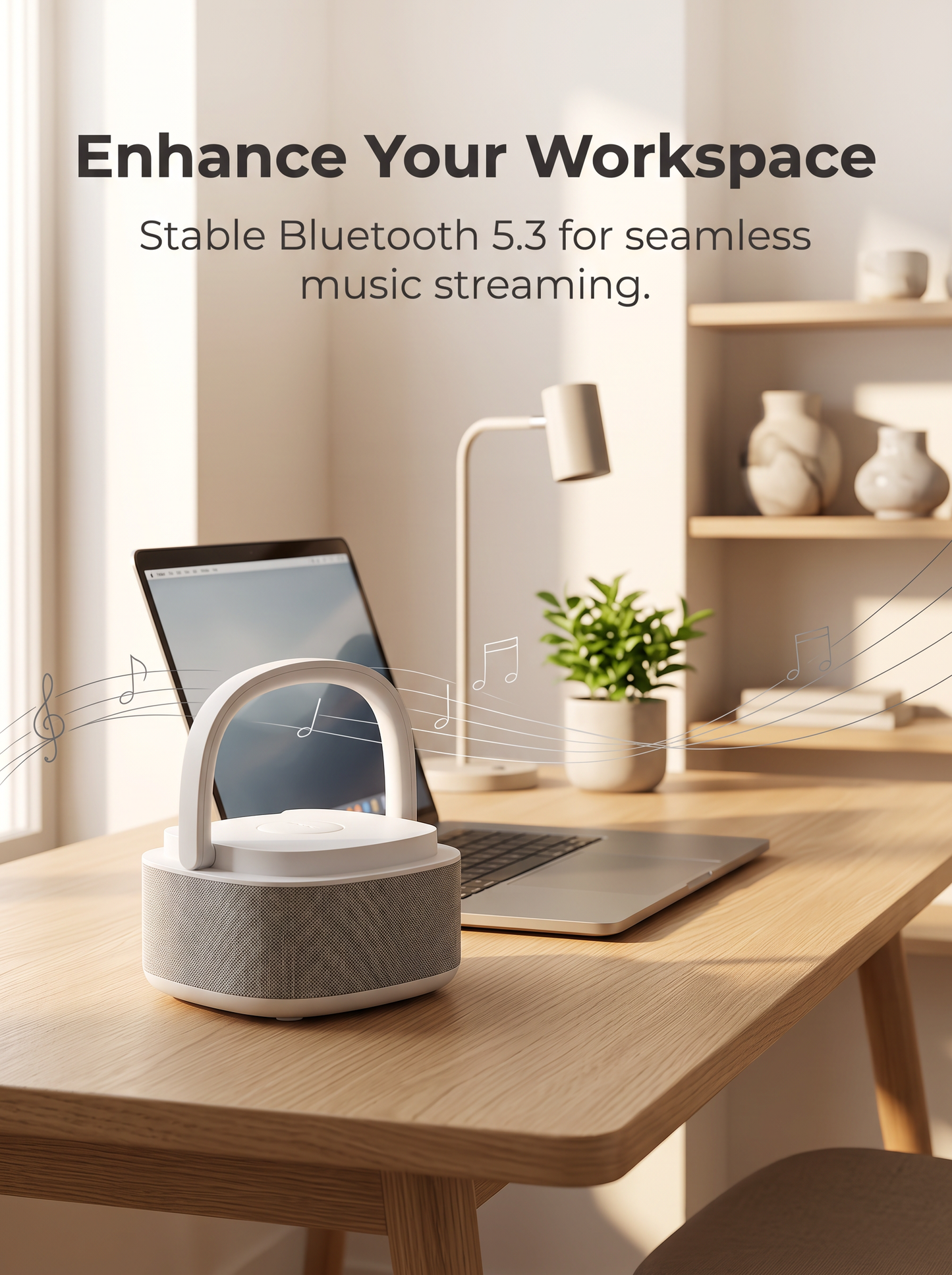 Wireless Charging Bluetooth Speaker with LED Clock & White Noise Machine