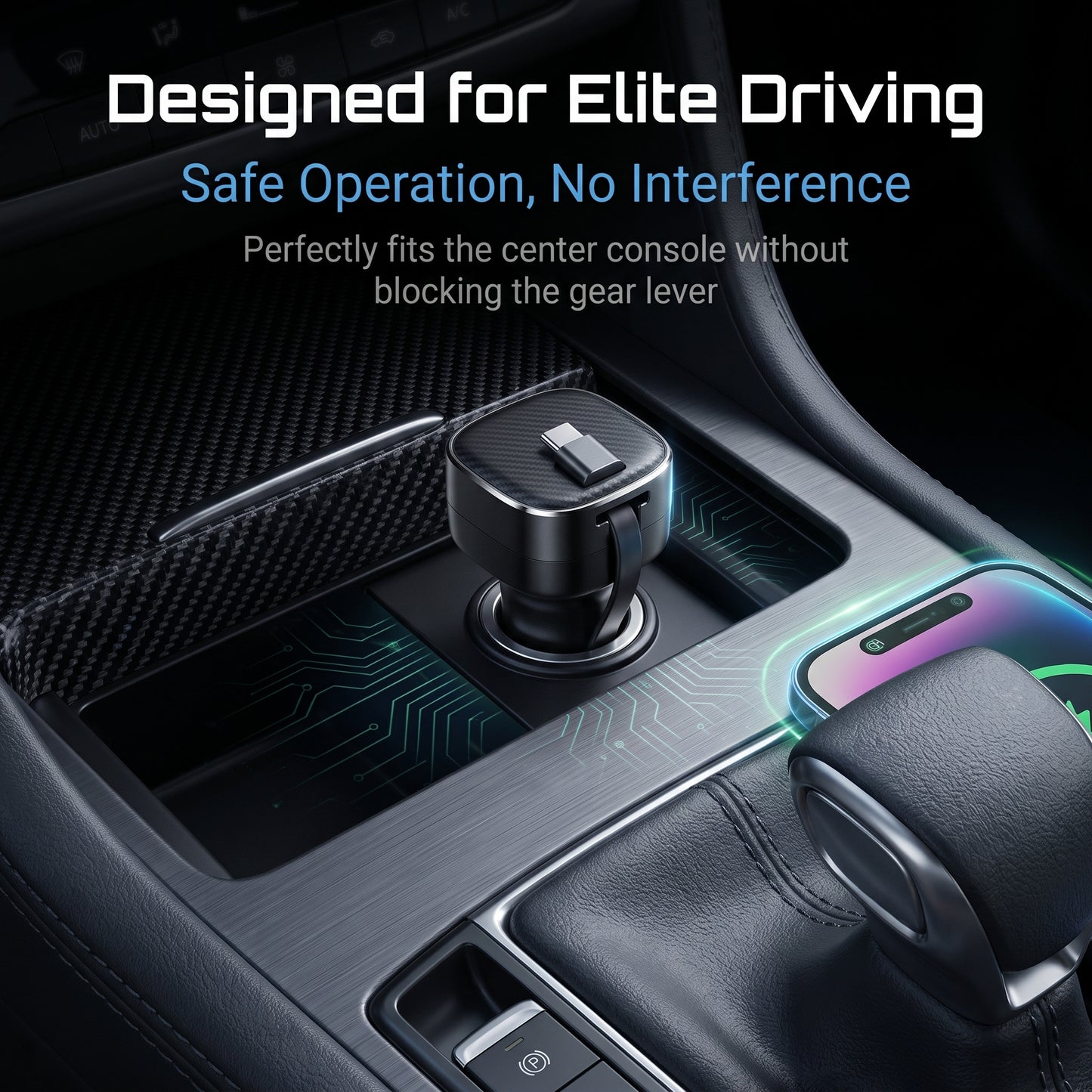 R1 Retractable Car Charger - 30W Dual USB-C Fast Charge