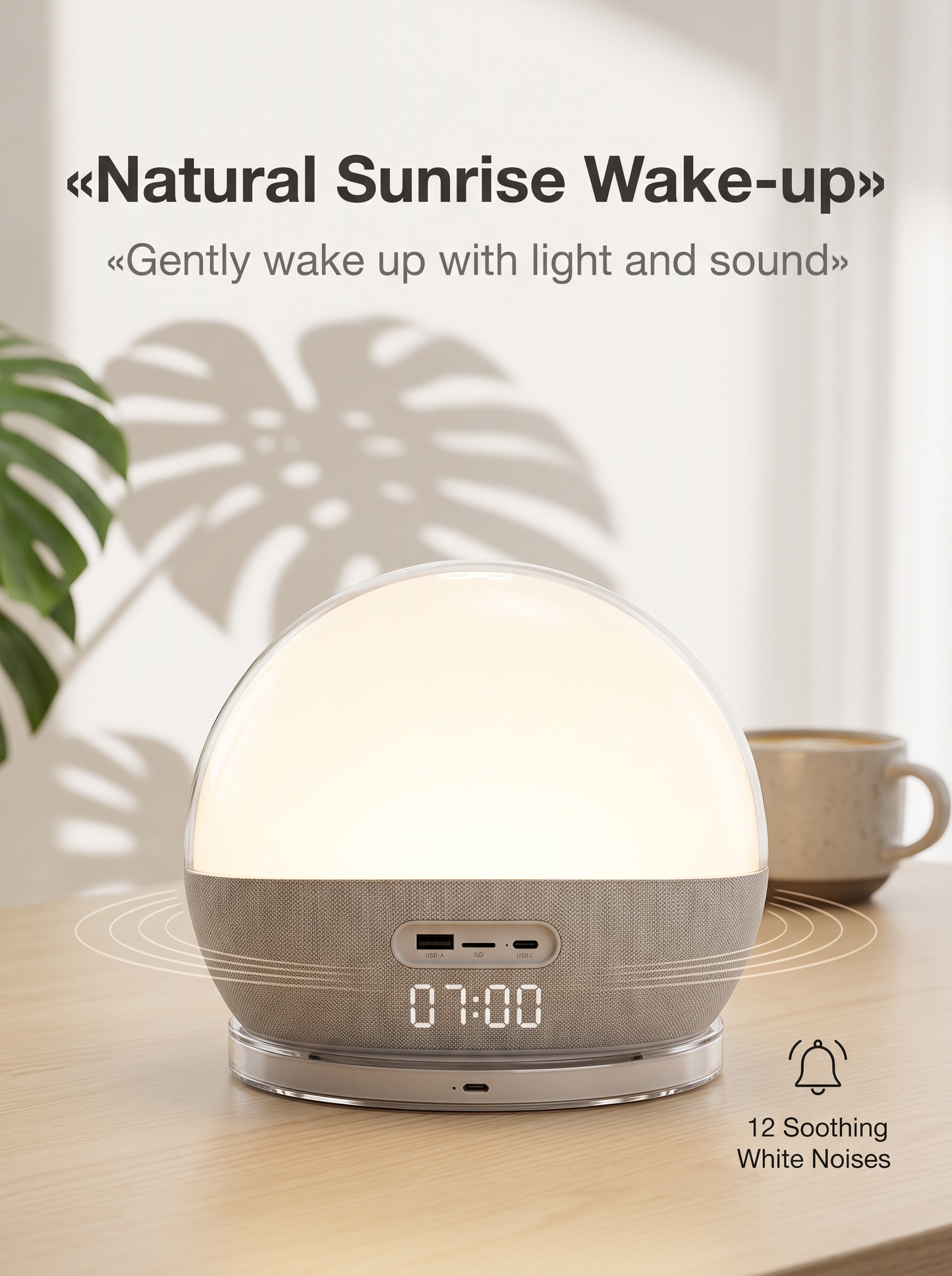 Sunrise Wake-Up Light Bluetooth Speaker with Wireless Charging Station