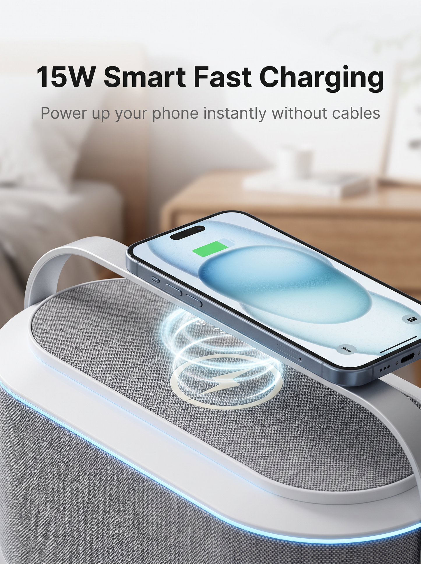 Mini Wireless Charging Bluetooth Speaker with Ambient Night Light