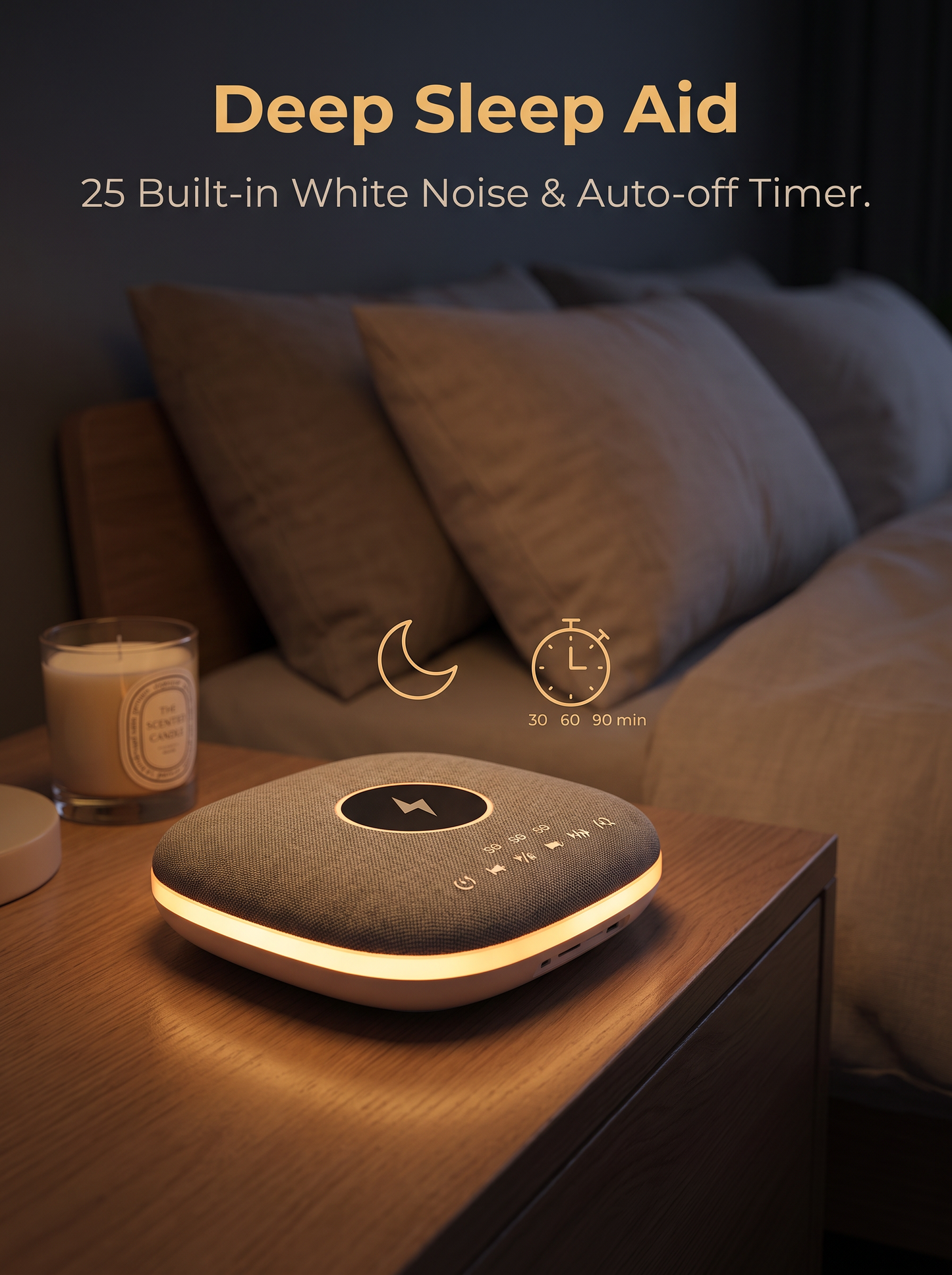 Ambient LED Bluetooth Speaker with Wireless Charging & White Noise