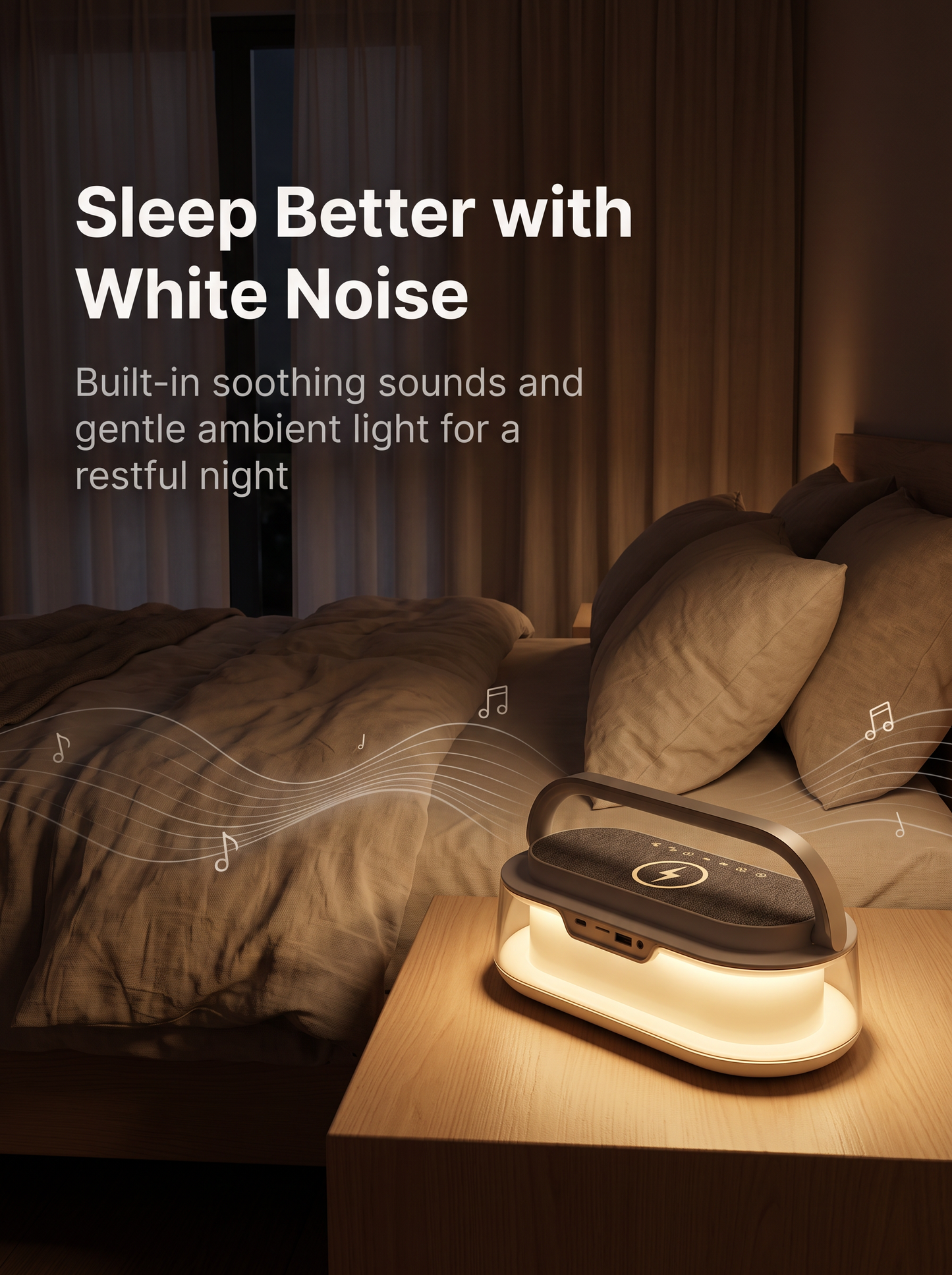 Mini Wireless Charging Bluetooth Speaker with Ambient Night Light