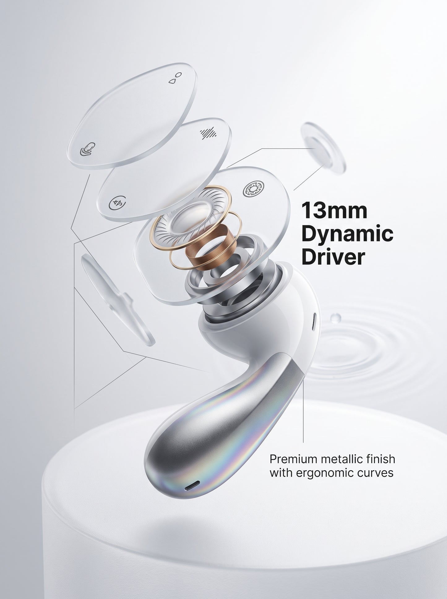 LR86 Waterdrop TWS Earbuds - Curved Design with LED Display