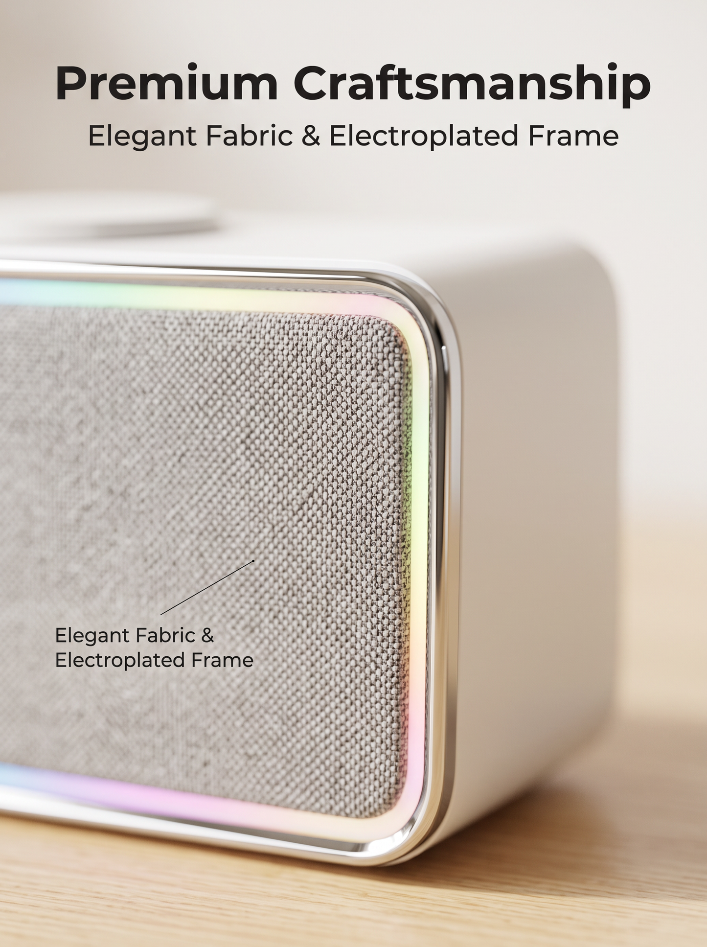 Bluetooth Speaker Alarm Clock with Wireless Charging & LED Mood Light