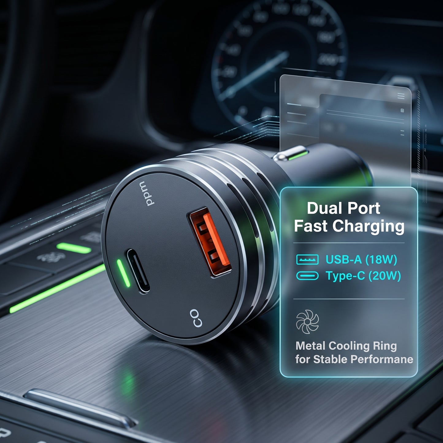 CO2 Monitor Car Charger - Air Quality Detection & Fast Charging