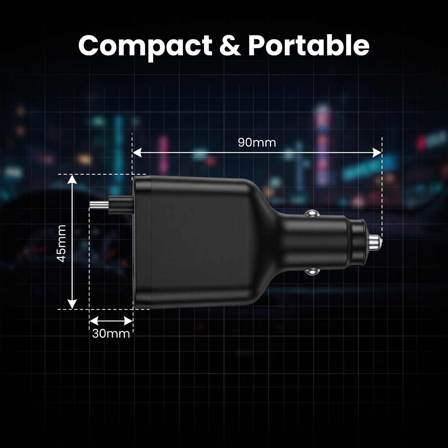 NX-08 Retractable Car Charger - 36W PD 3-Port Fast Charge