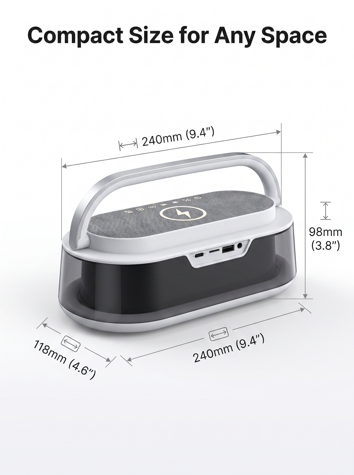 Mini Wireless Charging Bluetooth Speaker with Ambient Night Light