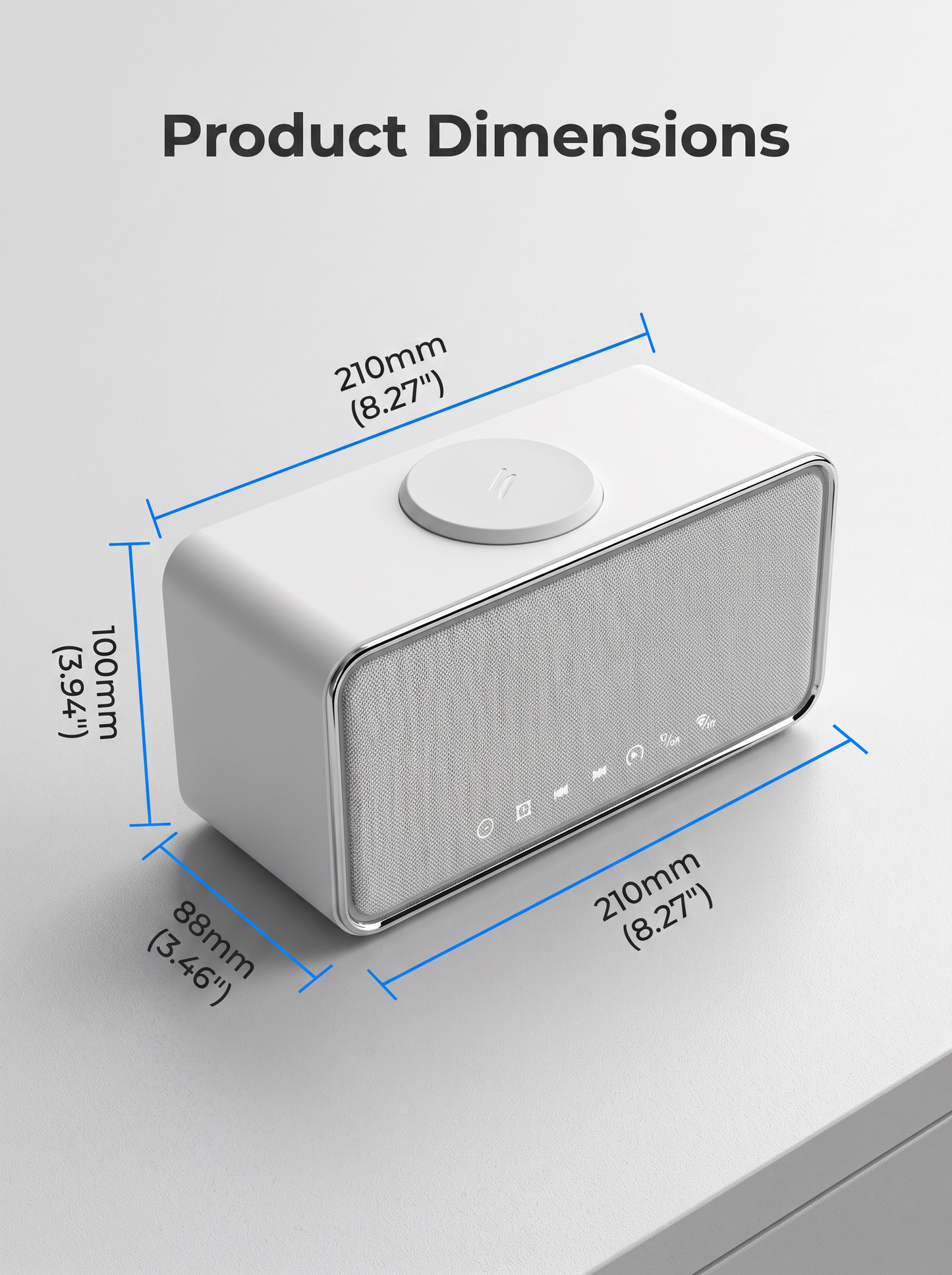 Bluetooth Speaker Alarm Clock with Wireless Charging & LED Mood Light