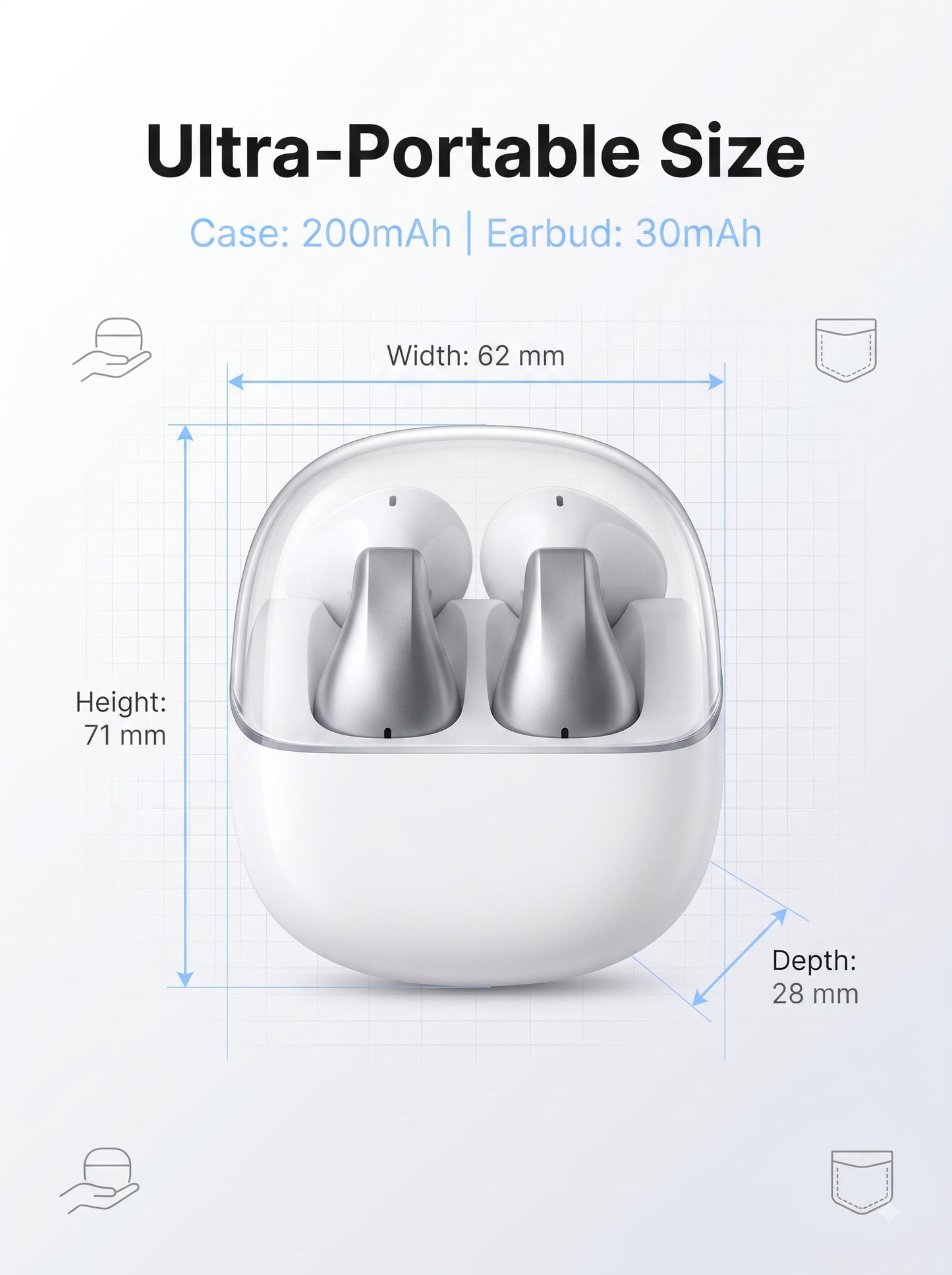 LR86 Waterdrop TWS Earbuds - Curved Design with LED Display