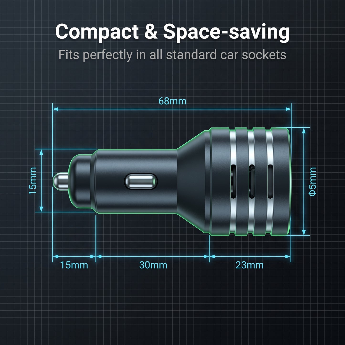 CO2 Monitor Car Charger - Air Quality Detection & Fast Charging