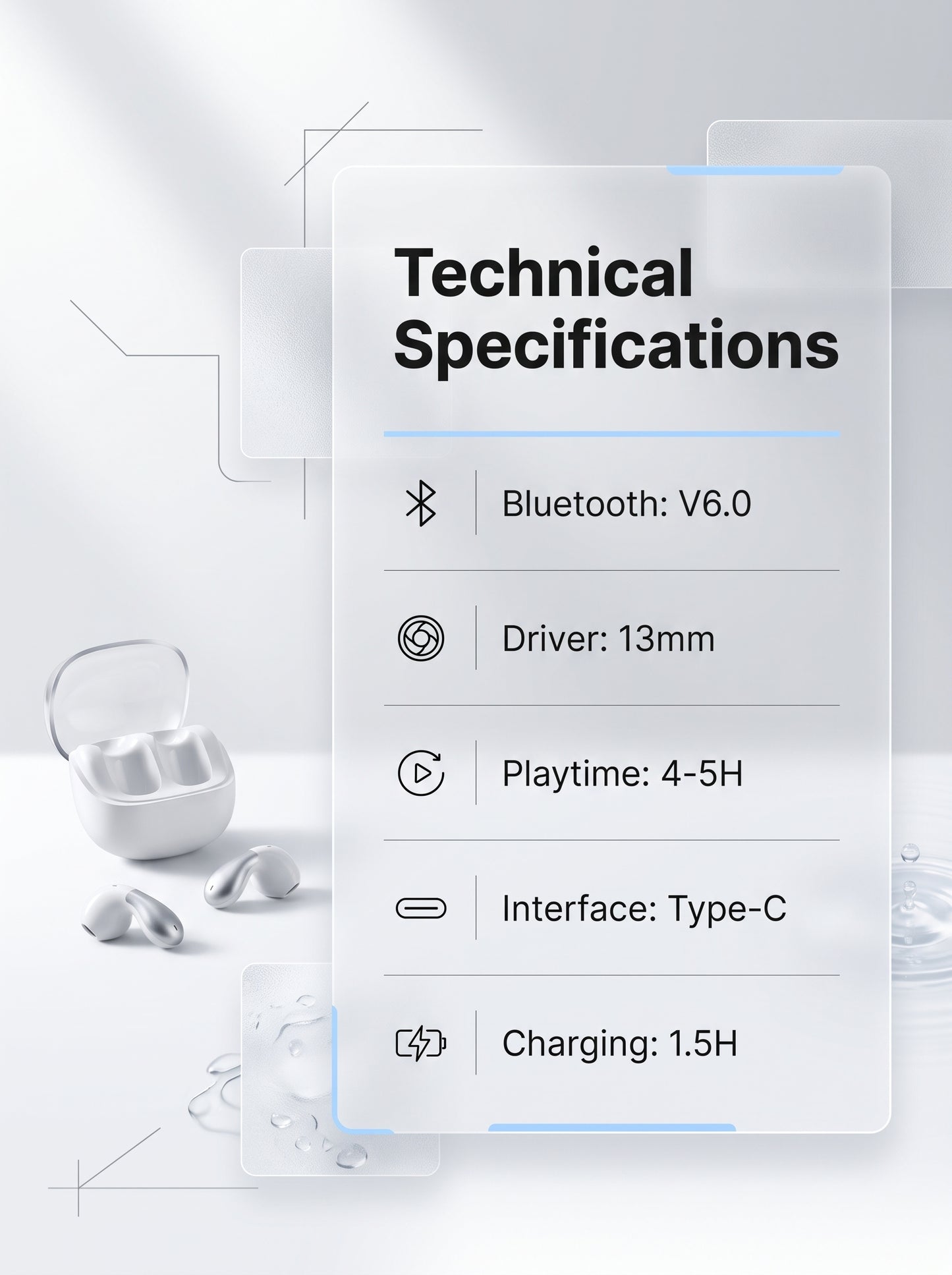 LR86 Waterdrop TWS Earbuds - Curved Design with LED Display