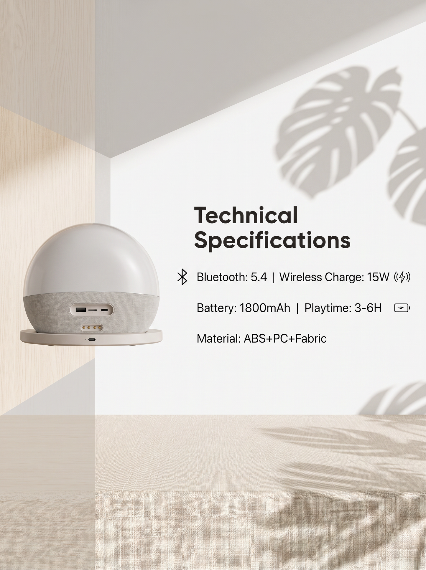 Sunrise Wake-Up Light Bluetooth Speaker with Wireless Charging Station