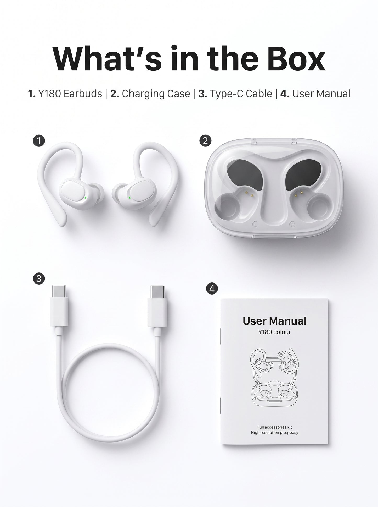 Open‑Ear Hanging TWS Wireless Earbuds - IPX4 Water Resistant Comfort Fit Earphones