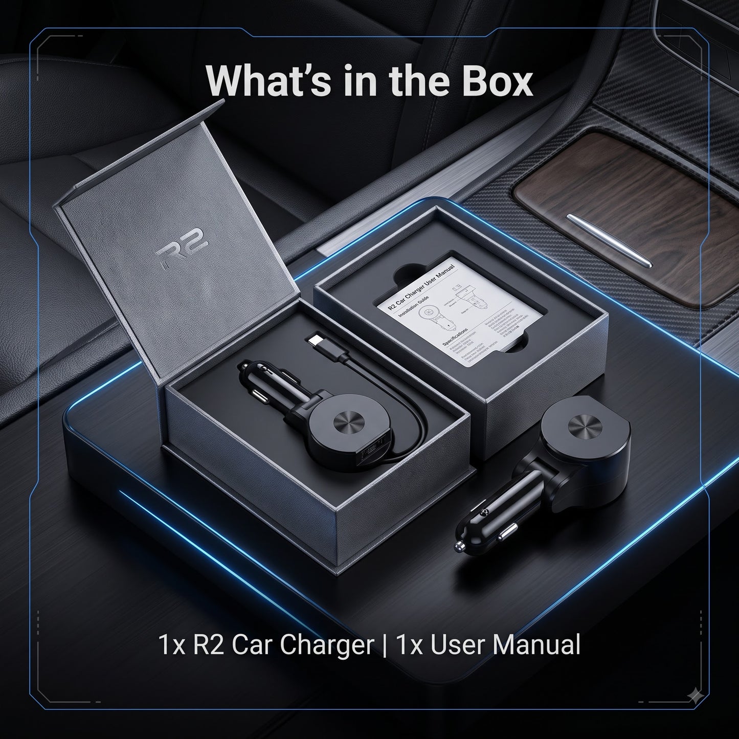 R2 Retractable Car Charger - 3-Port Fast Charging