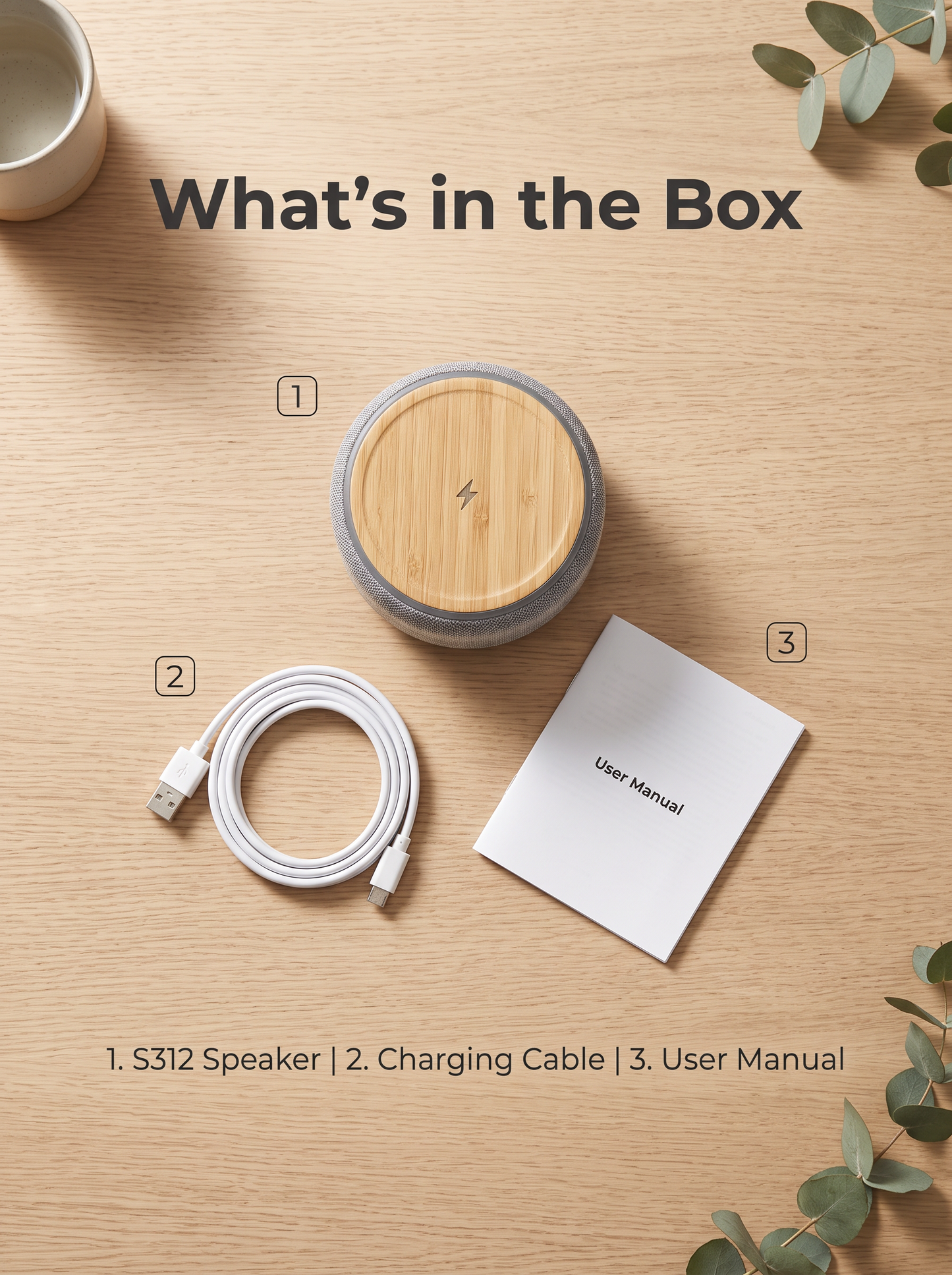 Compact Wireless Charging Bluetooth Speaker with 25 White Noise Tracks