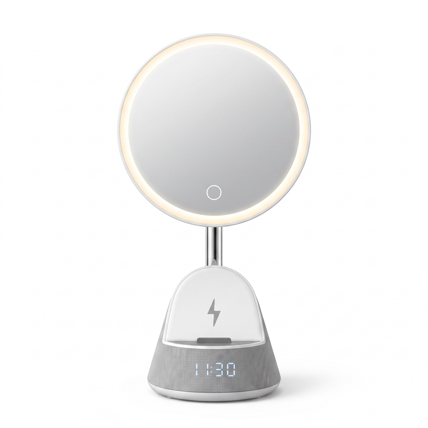 Vanity Mirror Bluetooth Speaker with Wireless Charging & 3-Color Touch Light