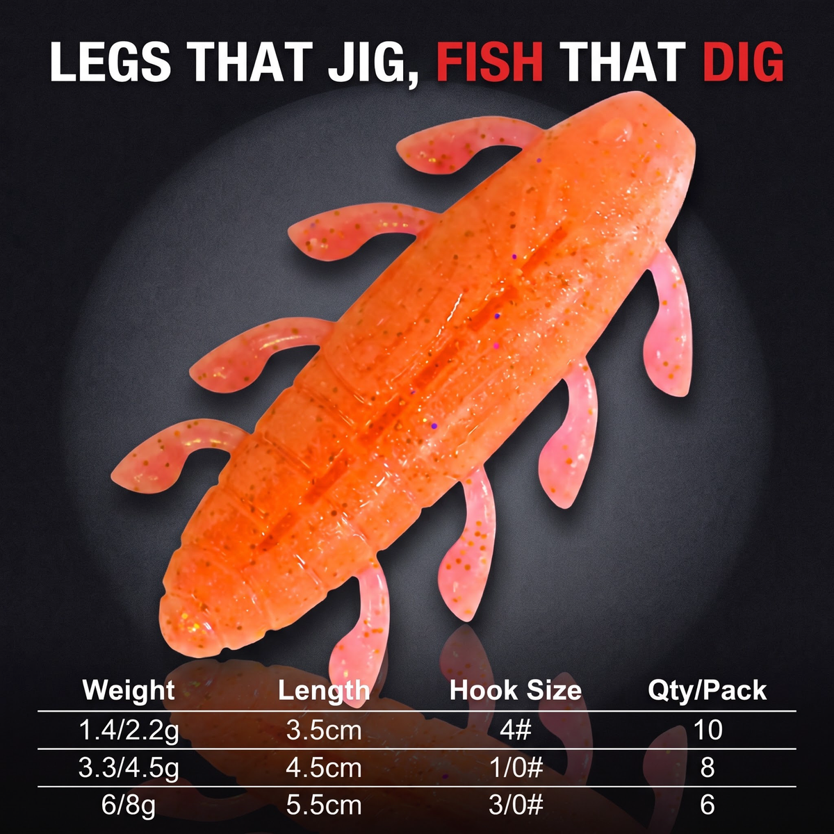 Cicada Multi-Leg Creature Bait — Salted Sinking Soft Plastic | 3 Sizes
