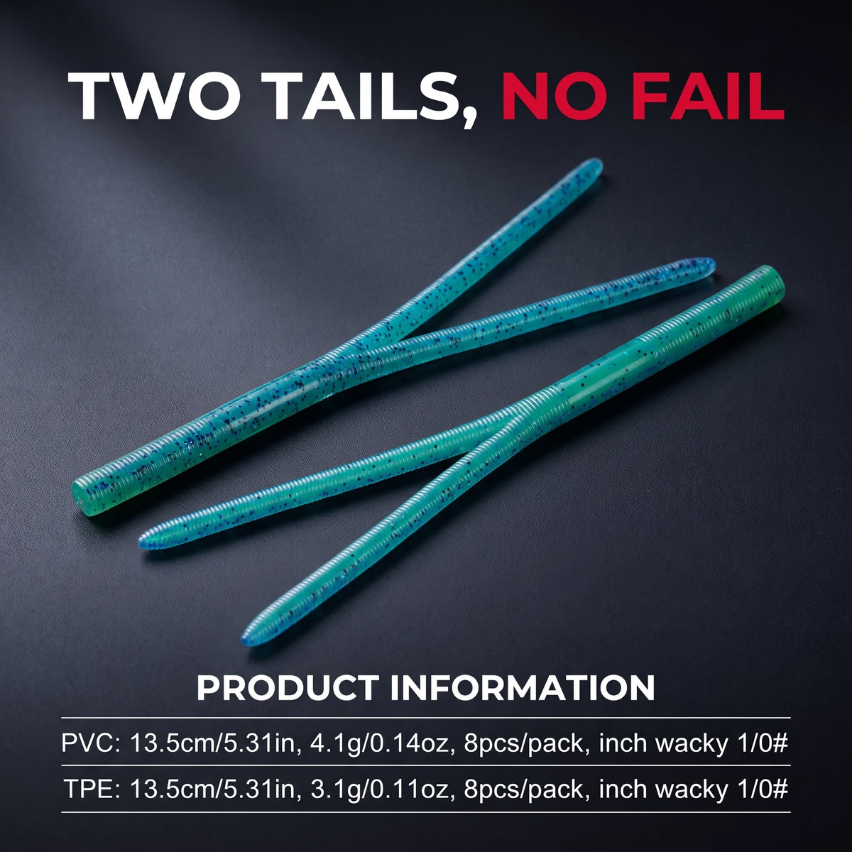 Double Tail Stick Worm Soft Bait | 8-Pack Finesse Worm for Bass