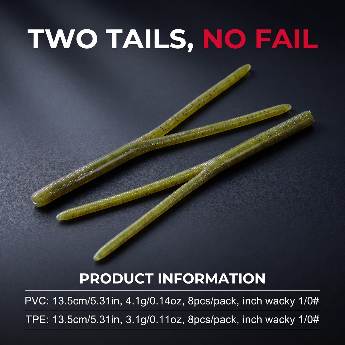 Double Tail Stick Worm Soft Bait | 8-Pack Finesse Worm for Bass