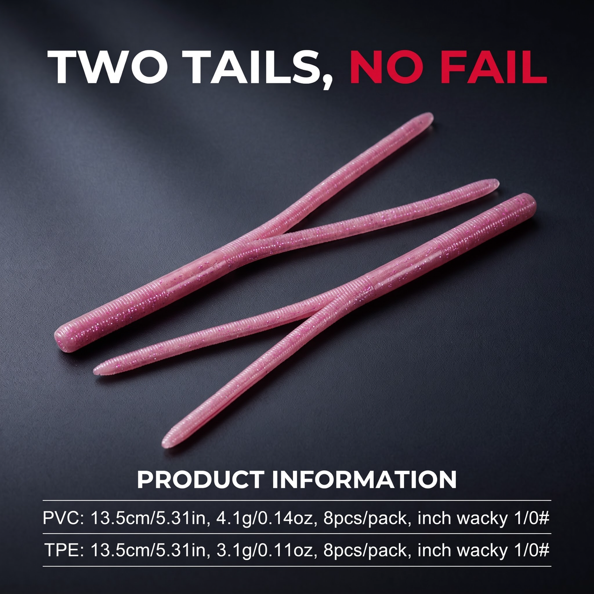 Double Tail Stick Worm Soft Bait | 8-Pack Finesse Worm for Bass