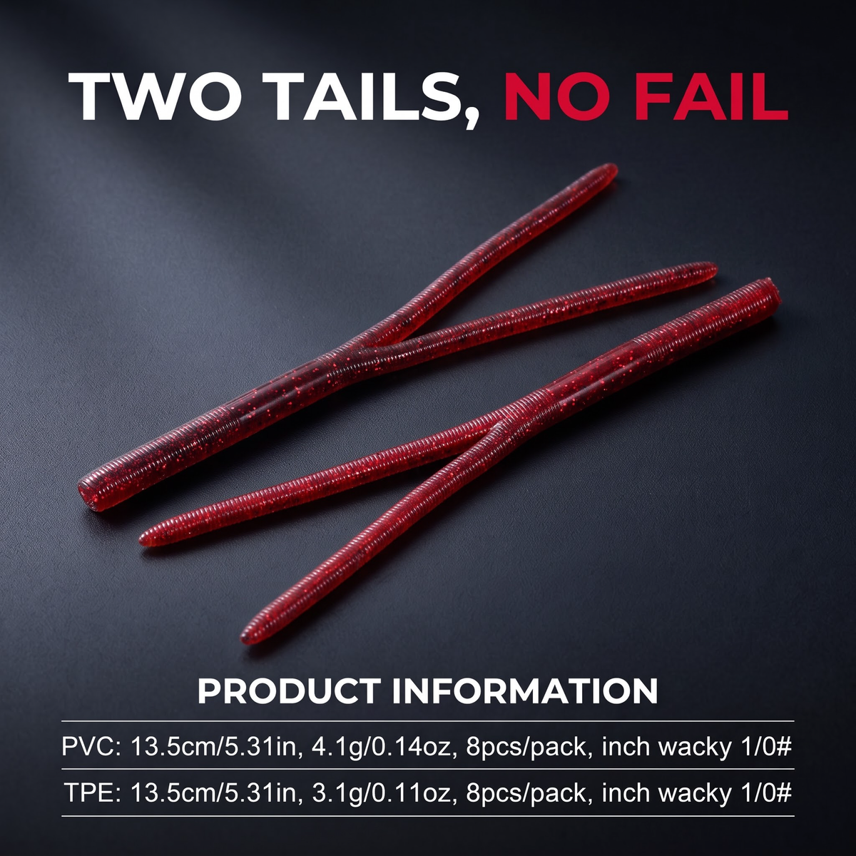 Double Tail Stick Worm Soft Bait | 8-Pack Finesse Worm for Bass