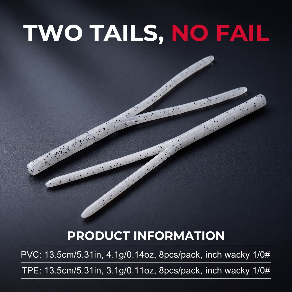 Double Tail Stick Worm Soft Bait | 8-Pack Finesse Worm for Bass