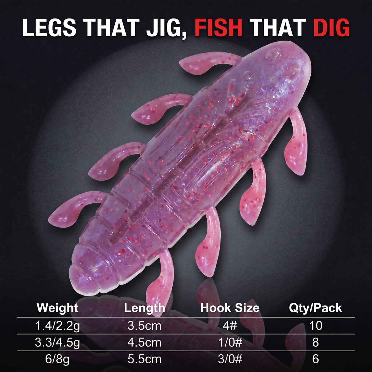 Cicada Multi-Leg Creature Bait — Salted Sinking Soft Plastic | 3 Sizes