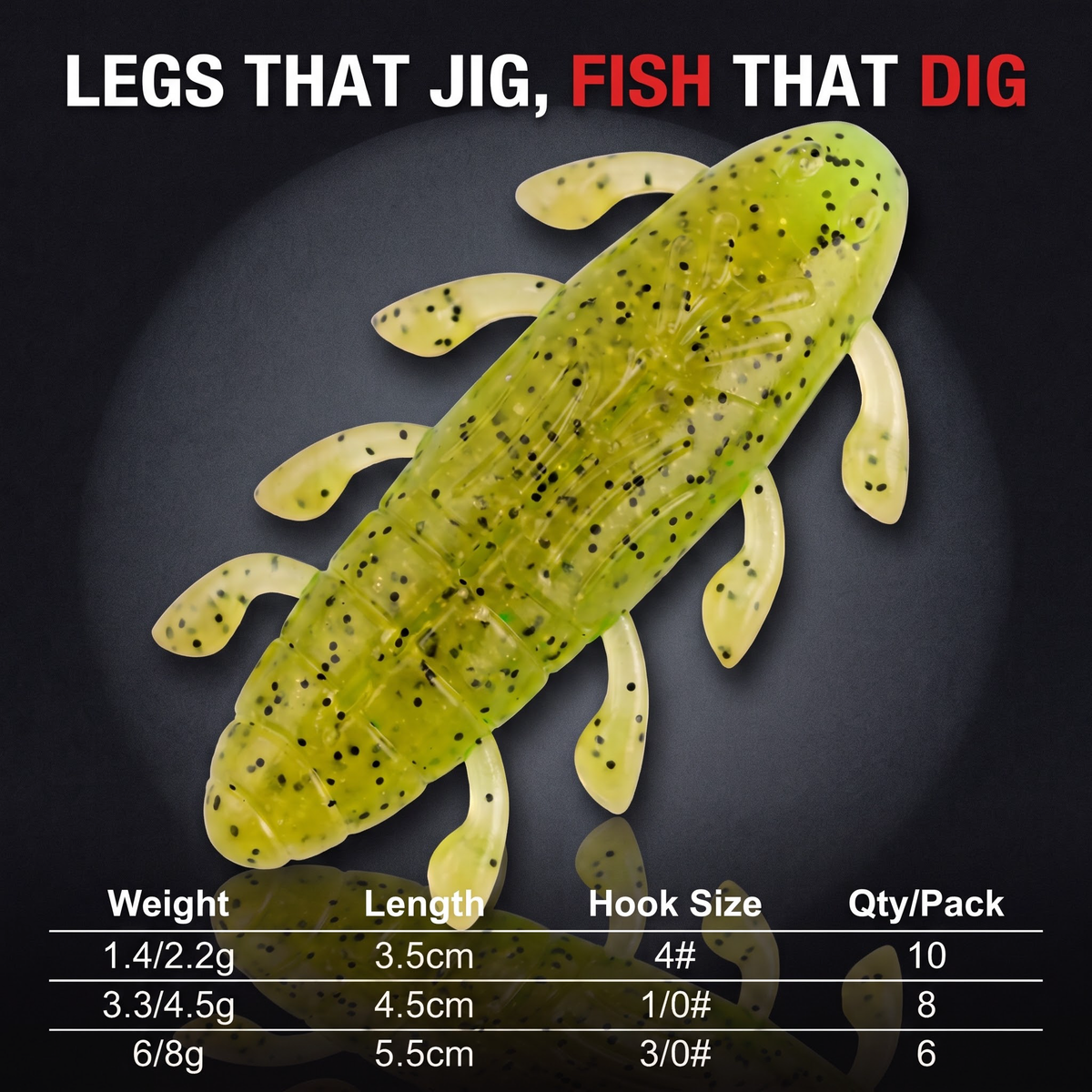 Cicada Multi-Leg Creature Bait — Salted Sinking Soft Plastic | 3 Sizes