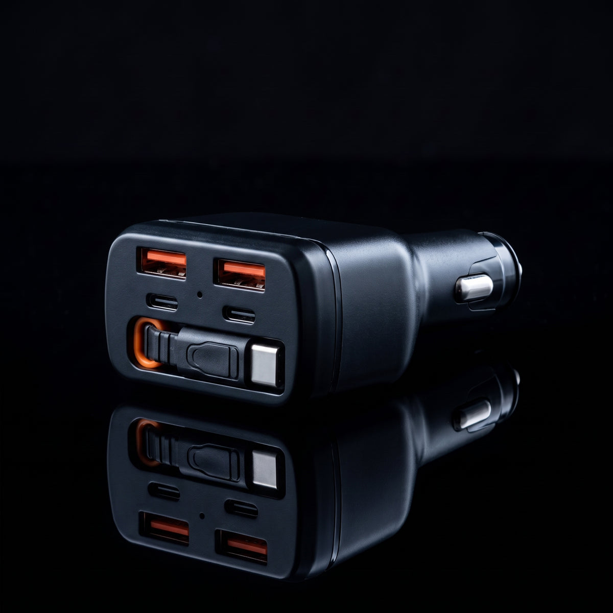 Retractable Cable Car Charger — 4-in-1 Fast Charging for Boat & Fishing