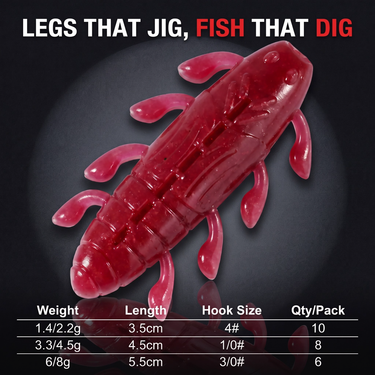 Cicada Multi-Leg Creature Bait — Salted Sinking Soft Plastic | 3 Sizes