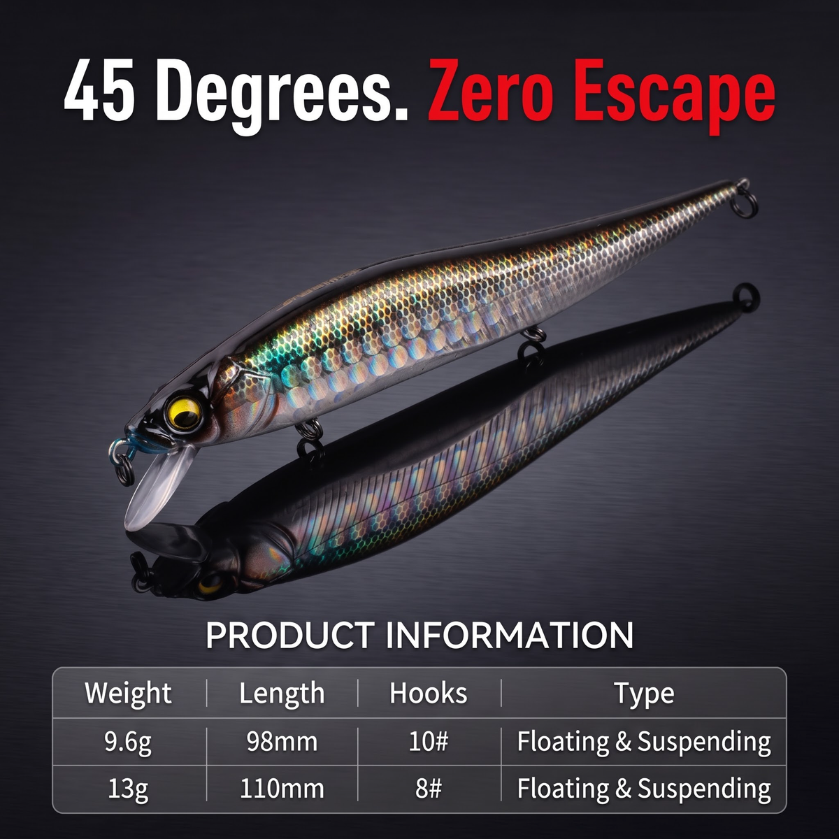 Suspend Minnow Jerkbait - 45 Degree Suspending Hard Bait