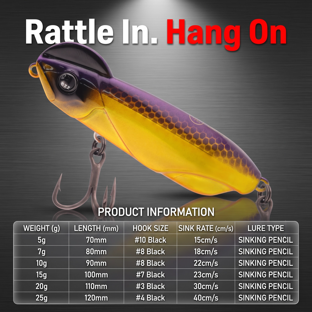 Rattle Sinking Pencil - Noise Rattle Sinking Pencil Hard Bait