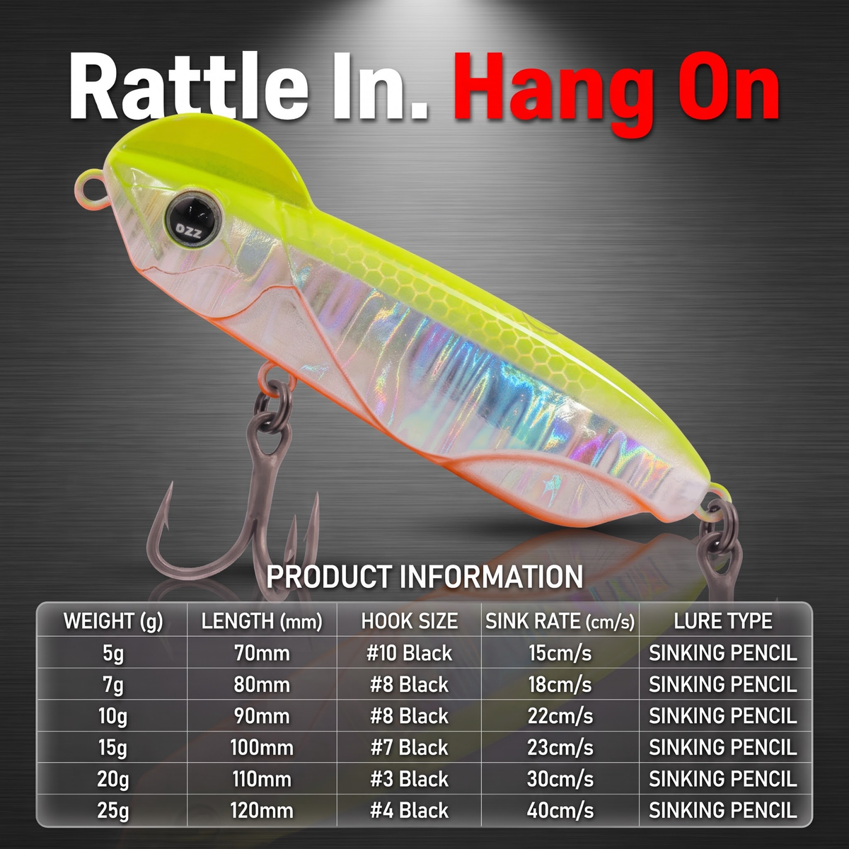 Rattle Sinking Pencil - Noise Rattle Sinking Pencil Hard Bait