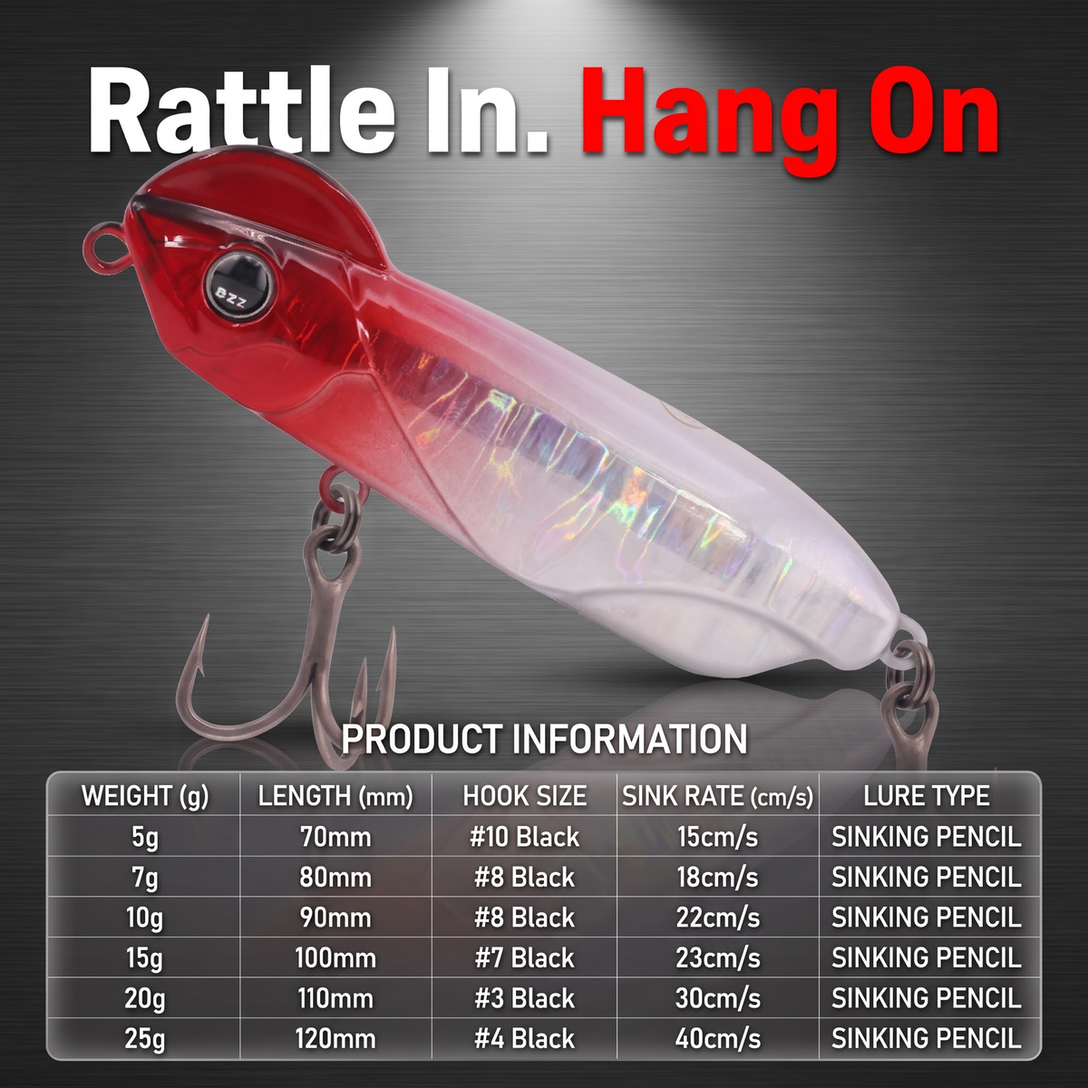 Rattle Sinking Pencil - Noise Rattle Sinking Pencil Hard Bait