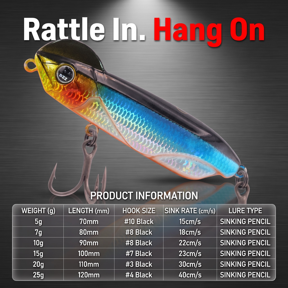 Rattle Sinking Pencil - Noise Rattle Sinking Pencil Hard Bait
