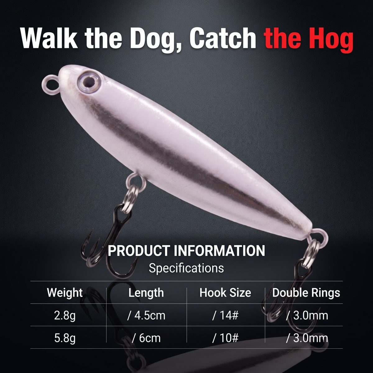 Water Surface Dog Topwater Pencil Bait — Walk-the-Dog Fishing Lure | 2 Sizes