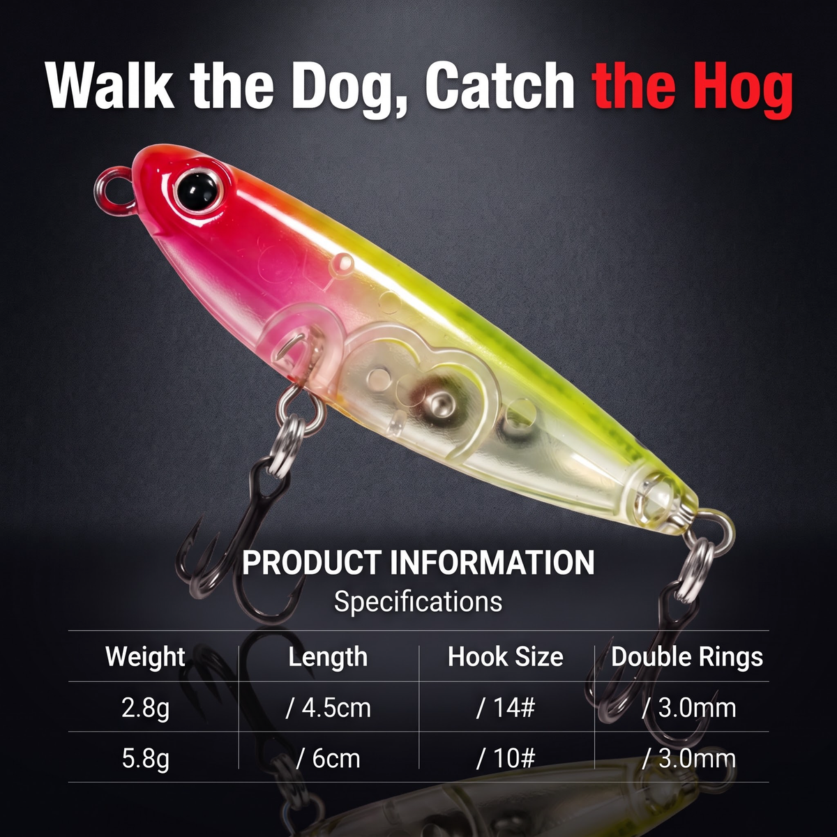 Water Surface Dog Topwater Pencil Bait — Walk-the-Dog Fishing Lure | 2 Sizes