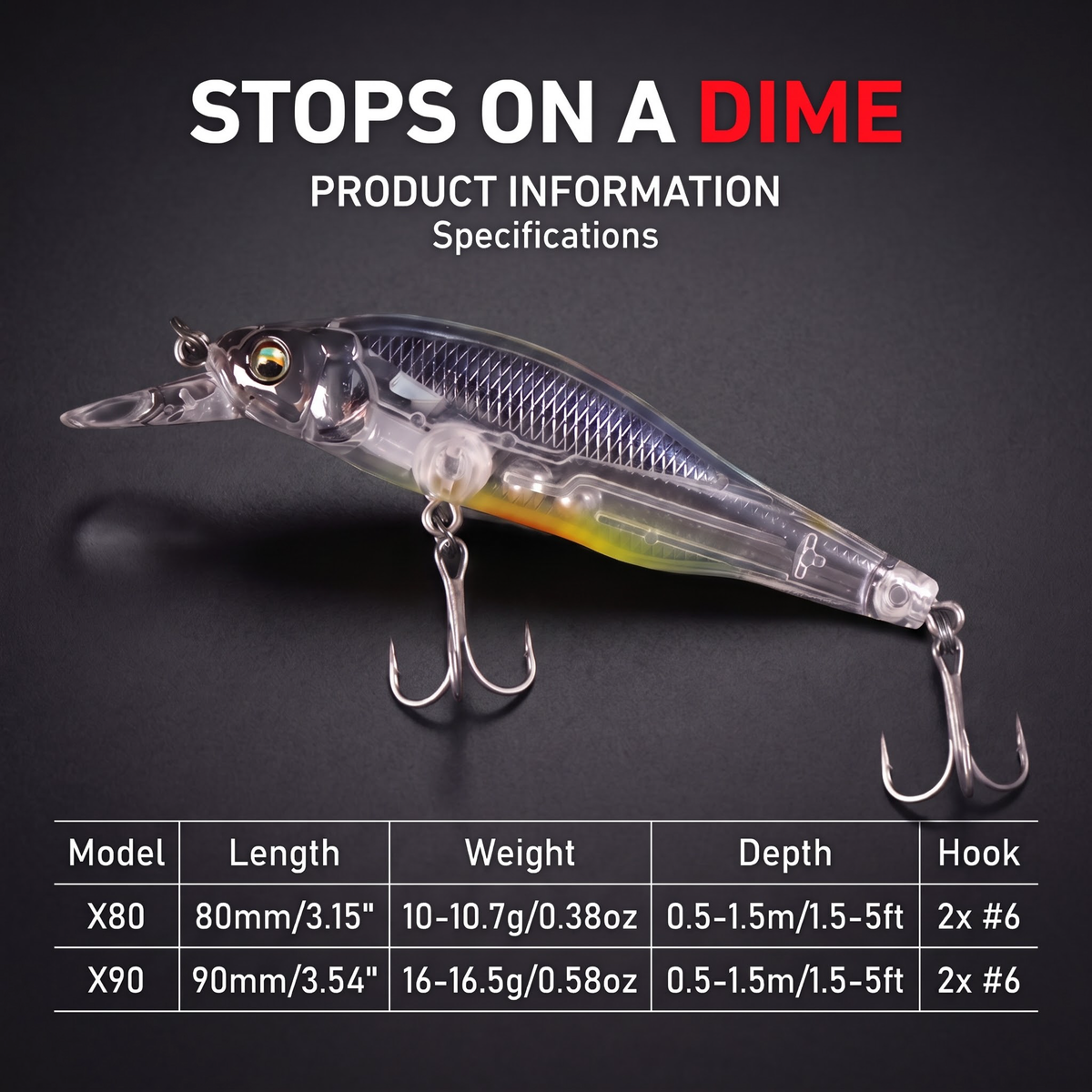 Leurre de type Minnow Flottant & Suspendu - Jerkbait à longue distance avec système de transfert de poids