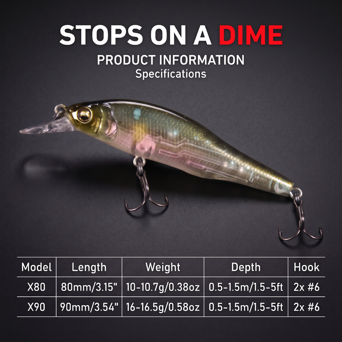 Leurre de type Minnow Flottant & Suspendu - Jerkbait à longue distance avec système de transfert de poids