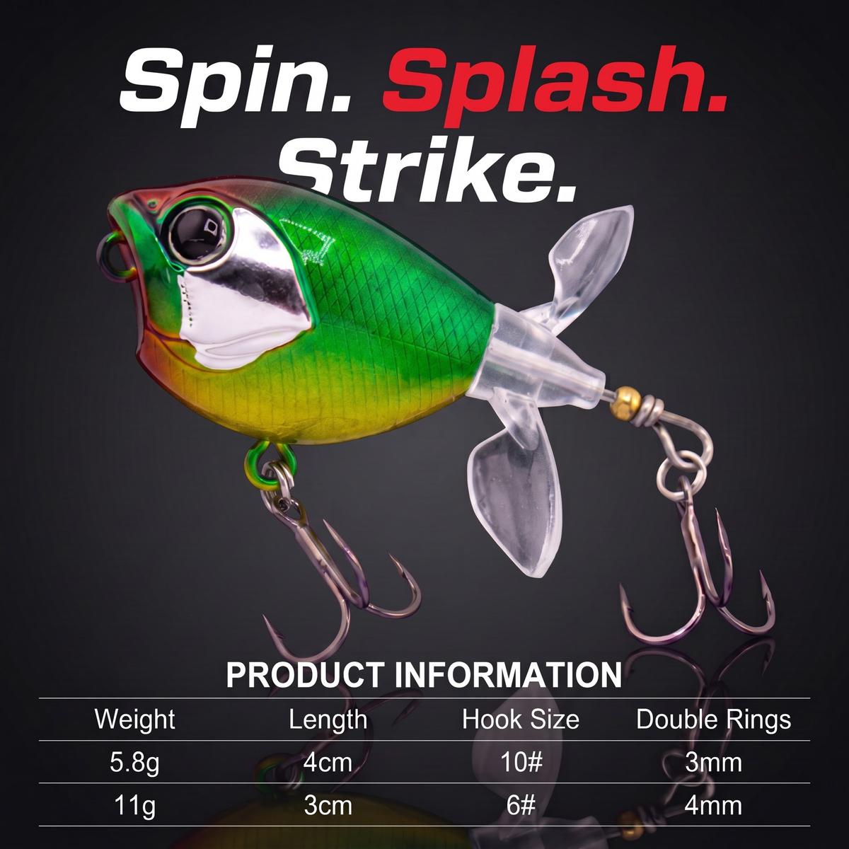 Topwater Tractor Lure — Double Propeller Surface Bait | Tungsten Weight