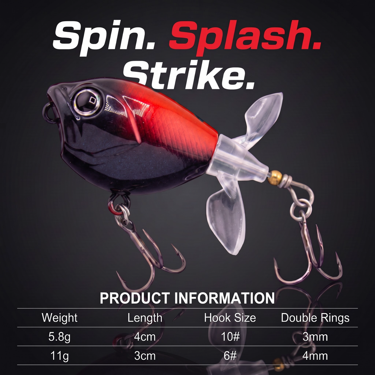 Topwater Tractor Lure — Double Propeller Surface Bait | Tungsten Weight
