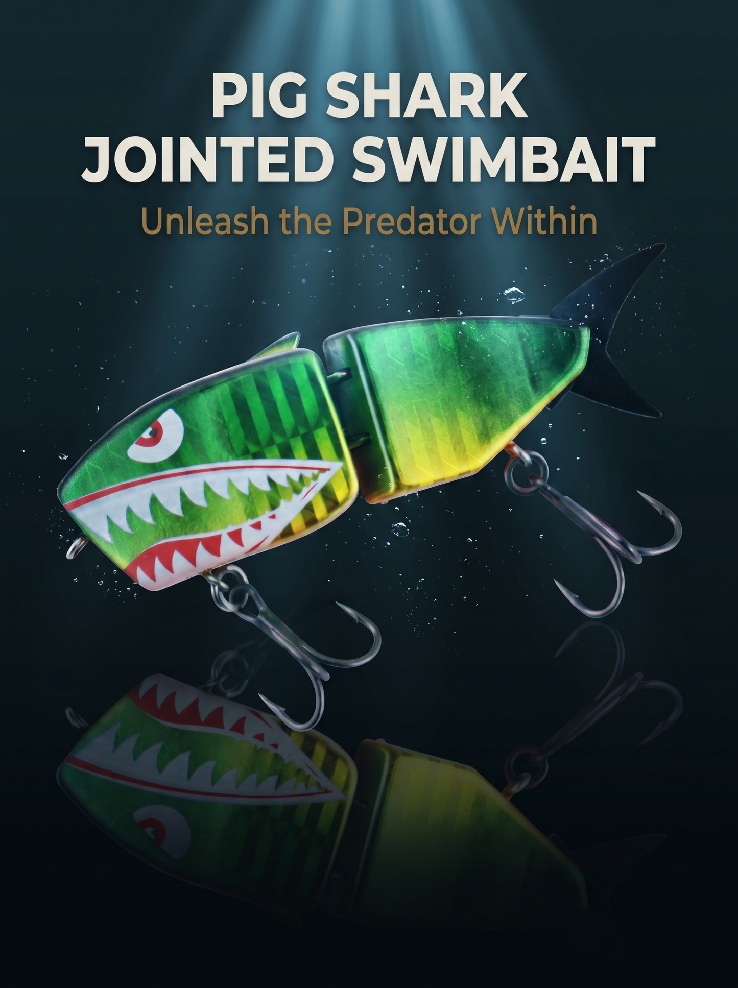 Pig Shark Jointed Swimbait — Sinking 2-Section Fishing Lure | Mustad Hooks