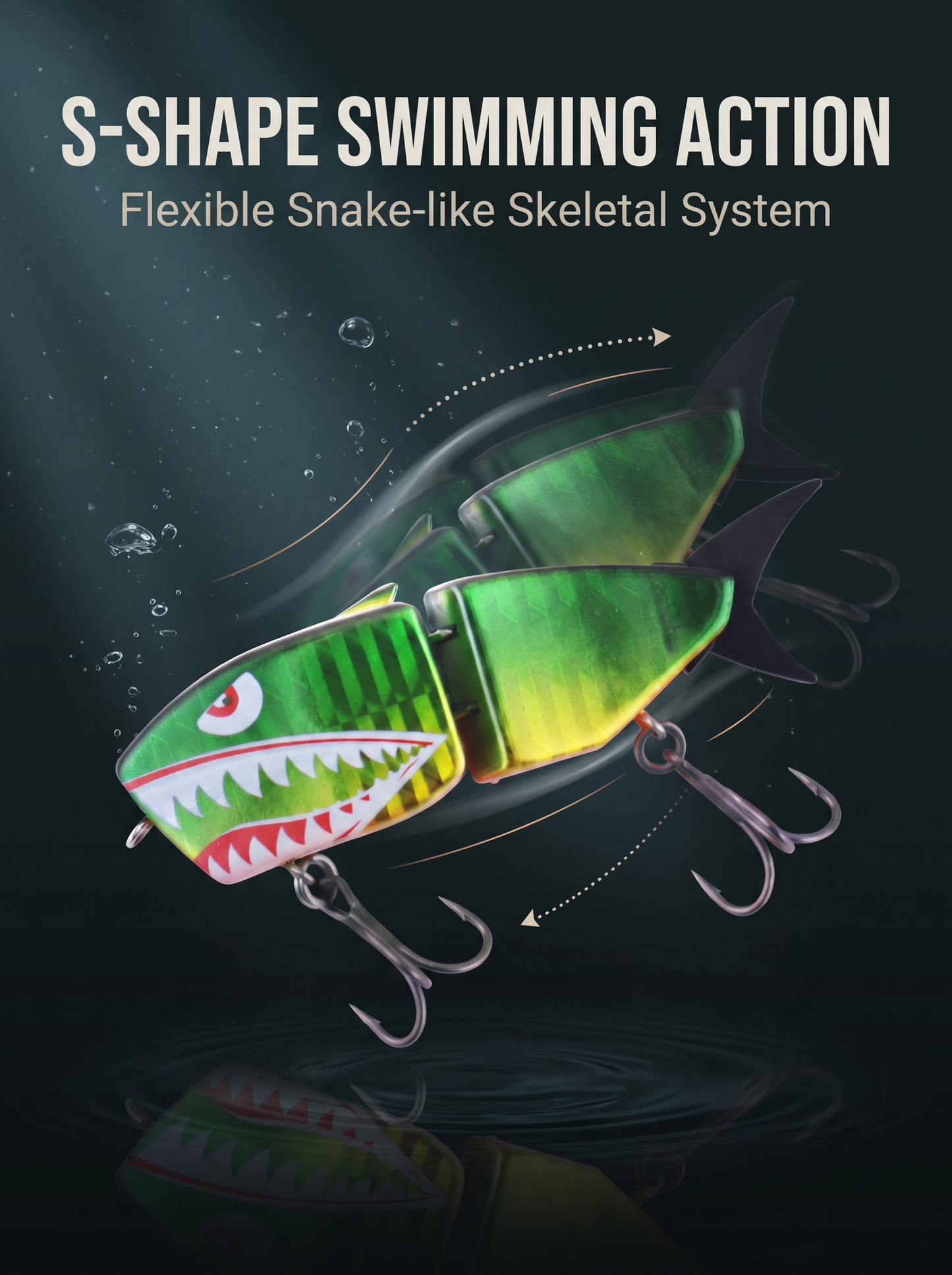 Pig Shark Jointed Swimbait — Sinking 2-Section Fishing Lure | Mustad Hooks